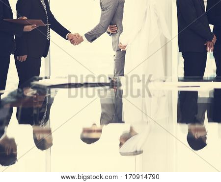 Business Partners Introductionary Handshake Bow