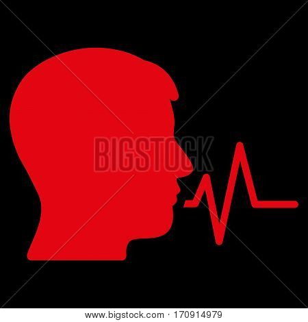 Person Speech Signal vector icon. Flat red symbol. Pictogram is isolated on a black background. Designed for web and software interfaces.