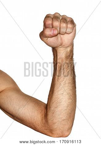 Male fist on a white background afternoon