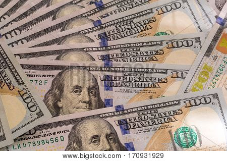 United States of America USD 100 One Hundred Dollar Bills Federal Reserve Notes Background