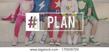 Superheroes Cheerful Kids Expressing Positivity Concept
