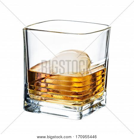alcoholic cocktail  Whiskey clean - ice cubes isolated on white background
