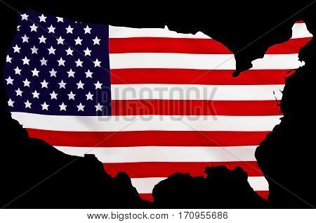 USA Flag in the form of maps of the United States on black background