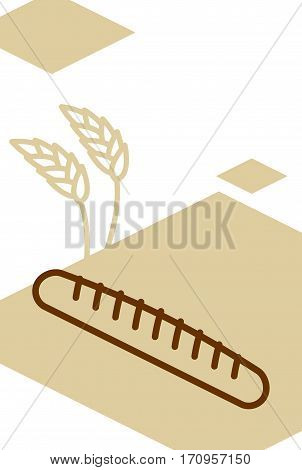 Bakery Template Design Blank, Poster. Baguette And Wheat Ears
