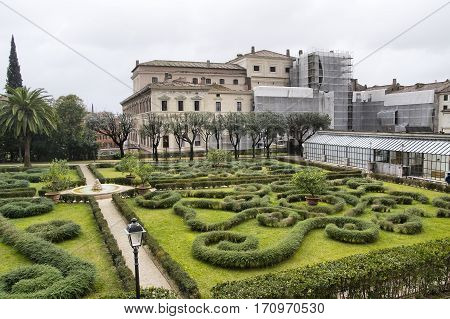 ROME ITALY - FEBRUARY 5 2017: Italian gardens of the Palazzo Barberini