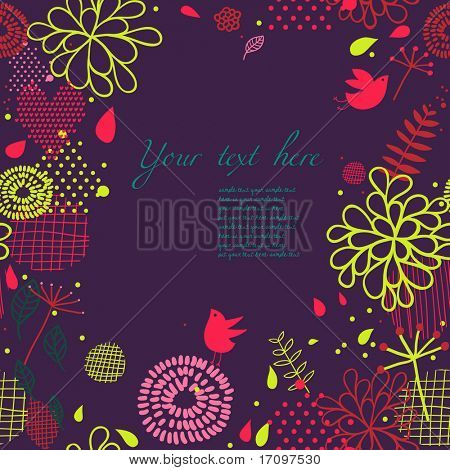 irds on flowers. Abstract floral background. Seamless pattern in vector