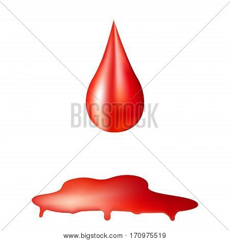 Blood drop fall down on the pool of blood.