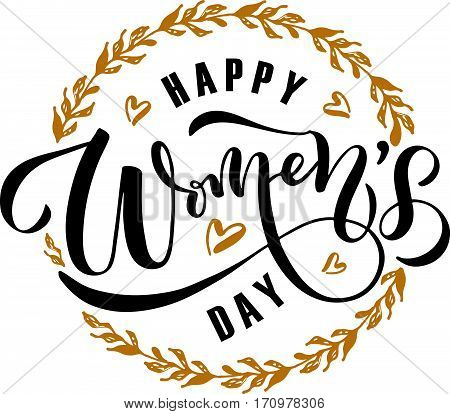 Happy Women's Day Text As International Women's Day Badge, Tag And Icon