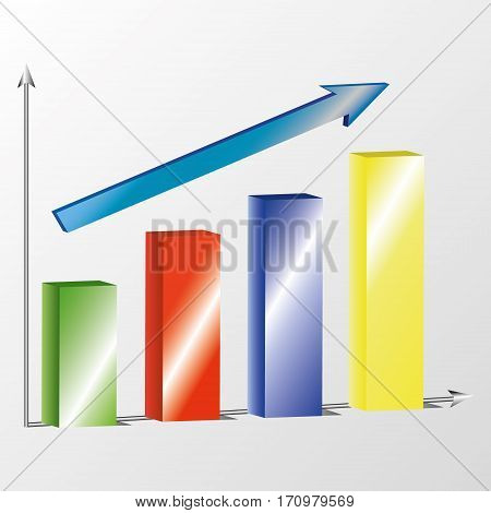 Business diagram 3d with arrow on grey background