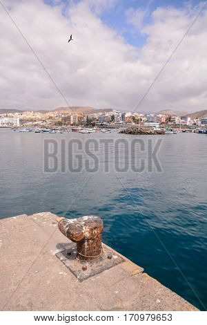 Rusty Metal Mooring Bolard For Big Ship