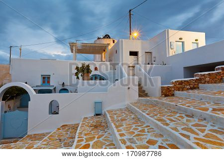 Street in Chora village on Anafi island.