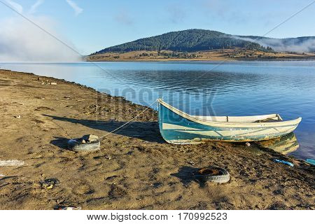 Amazing Autumn panorama of Batak Reservoir, Pazardzhik Region, Bulgaria