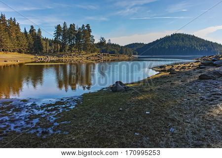 Landscape of Green forest of Shiroka polyana Reservoir, Pazardzhik Region, Bulgaria
