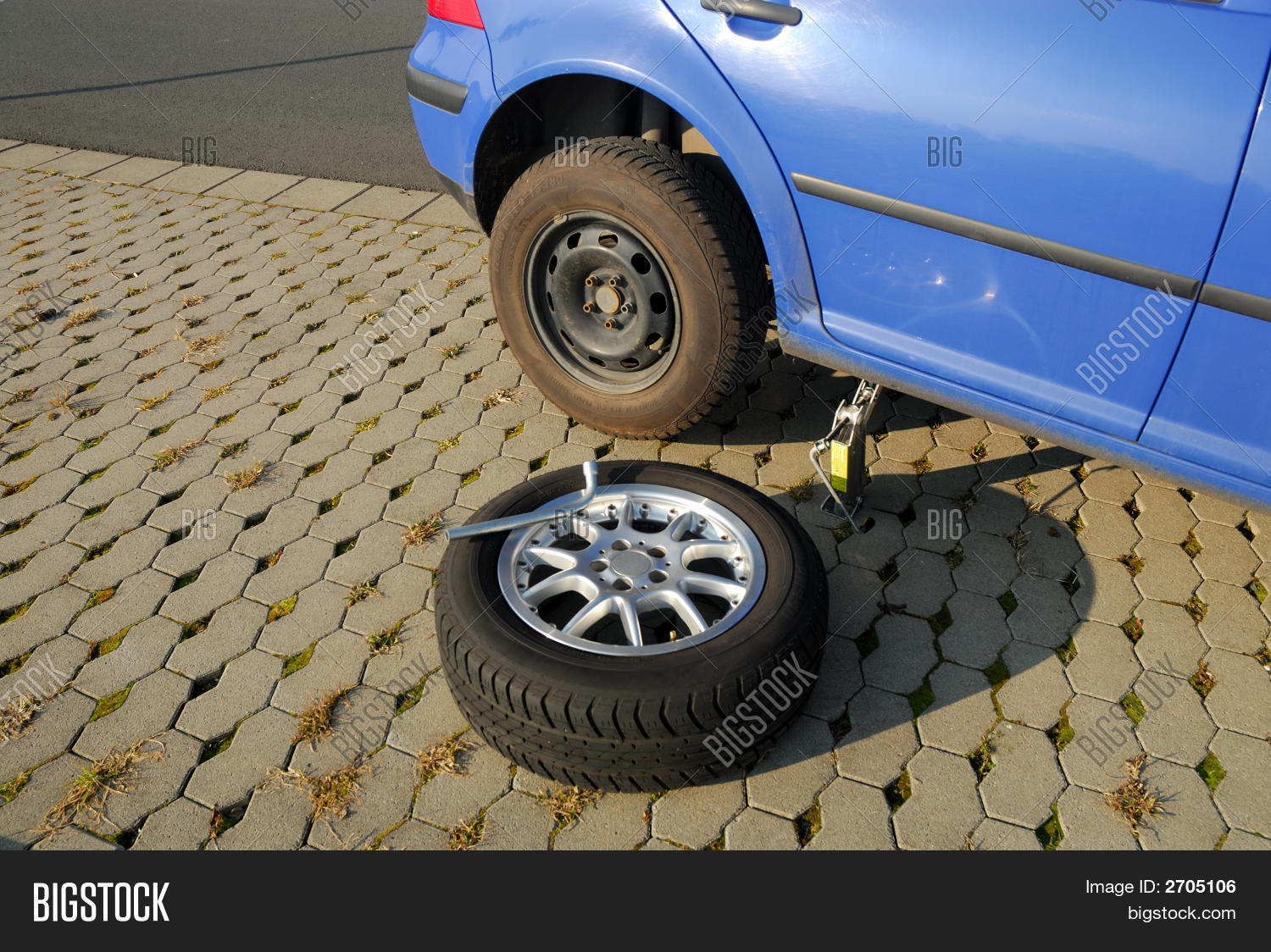 Changing Tire On Road Image & Photo (Free Trial) Bigstock