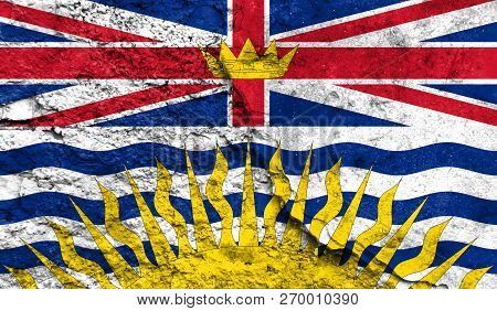 Flag Of British Columbia Closeup Painted On A Wall