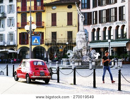 LOVERE, ITALY, 22 OCTOBER, 2018: Street scene in Lovere, Iseo Lake, Italy