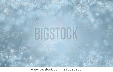 Abstract Winter Background With Snowflakes. Illustration With Copy Space For Holiday Season.