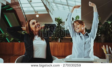 Sport Lifestyle. Healthcare Of Business People. Yoga Practice. Employee Practicing On Chair In Offic