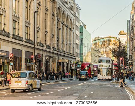London. November 2018. A View Of New Oxford Street In London