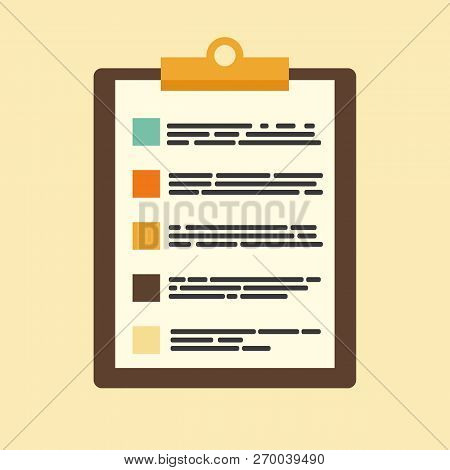 Vector Illustration Of Check List. Check List Clipboard And Pen