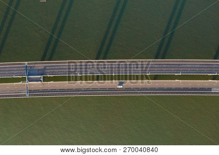 Hong Kong- 16 October 2018: Top down view of Shenzhen Bay Bridge