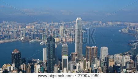 Victoria Harbor, Hong Kong 09 November 2018:- Timelapse of Hong Kong city