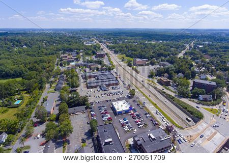 Aerial View Of Framingham Centre Common Historic District And Massachusetts Route 9 In Framingham, M