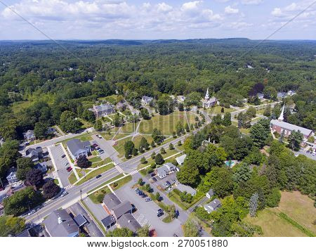 Aerial View Of Framingham Centre Common Historic District In Framingham, Massachusetts, Usa.