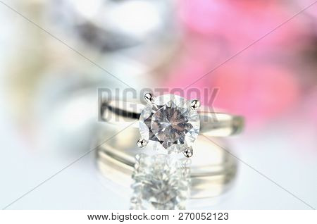 Close-up Of Artificial Stone Ring Jewelery With Reflection