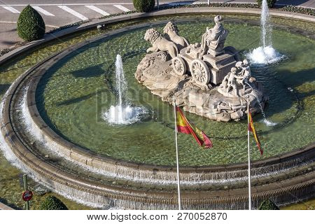 Madrid, Spain - January 24, 2018:  View From The Terrace Of Cybele Palace (palacio De Cibeles), Madr