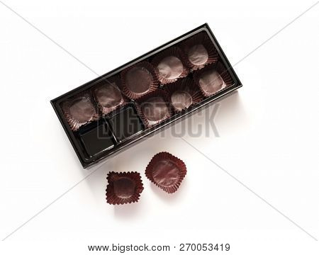 Too much sweets. Empty Box of chocolates or confectionery.