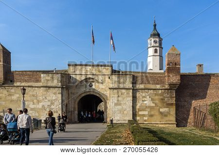 Belgrade, Serbia - November 10, 2018: Clock Tower (sahat Tower) At Belgrade Fortress And Kalemegdan 