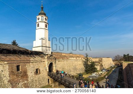 Belgrade, Serbia - November 10, 2018: Clock Tower (sahat Tower) At Belgrade Fortress And Kalemegdan 