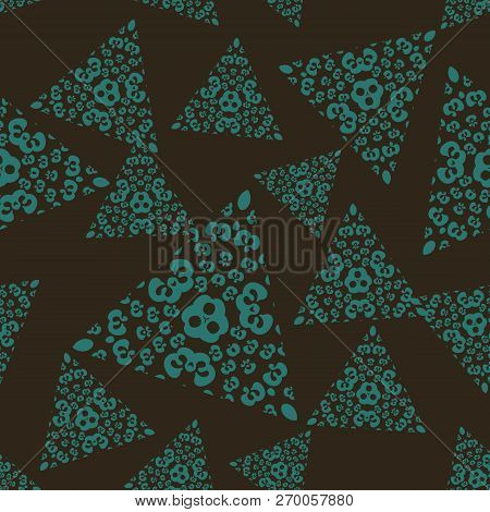 Seamless Pattern Tile With Triangle Mandalas. Vintage Decorative Elements. Hand Drawn Background. Is