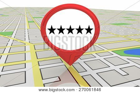 Five Star Review Recommendation Map Pin 3d Illustration