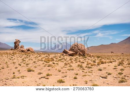 Sunshine view of hot mountanious desert in Bolivia