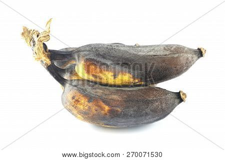 Over Ripe Bananas / Old Fruit Banana Ripe Isolated On White Background - Yellow Bananas Rotting Frui