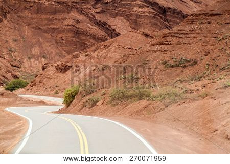 Road Through Quebrada De Cafayate Valley, Which Is Full Of Colorful Rock Formations, Northern Argent
