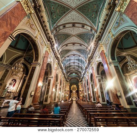 Salta, Argentina - April 9, 2015: Interior Of Cathedral Basilica And Sanctuary Of The Lord And The V