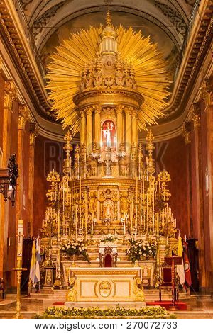 Salta, Argentina - April 9, 2015: Altar Of Cathedral Basilica And Sanctuary Of The Lord And The Virg