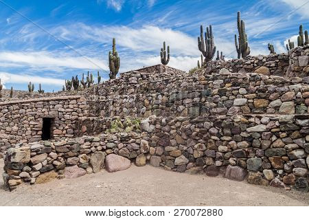 Ruins Of Pre-columbian Fortification Pucara Near Tilcara Village In Quebrada De Humahuaca Valley, Ar