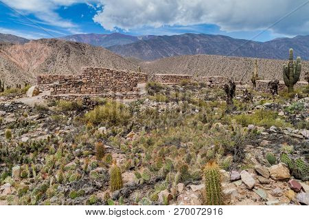 Ruins Of Pre-columbian Fortification Pucara Near Tilcara Village In Quebrada De Humahuaca Valley, Ar