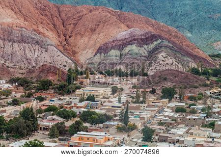 Cerro Del Los Siete Colores Hill Of Seven Colors Over Purmamarca Village Quebrada De Humahuaca Valle