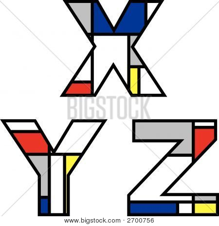 Mondrian Alphabete Xyz (Vector)