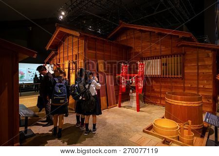 Tokyo, Japan - April 25 2018: Edo Tokyo Museum Permanent Exhibition Vividly Illustrates The Past Of