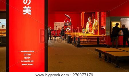 Tokyo, Japan - April 25 2018: Edo Tokyo Museum Permanent Exhibition Vividly Illustrates The Past Of