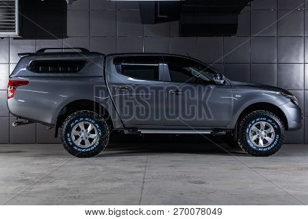 Novosibirsk, Russia - November 20, 2018: Mitsubishi L200, Side View. Photography Of A Modern Car On 
