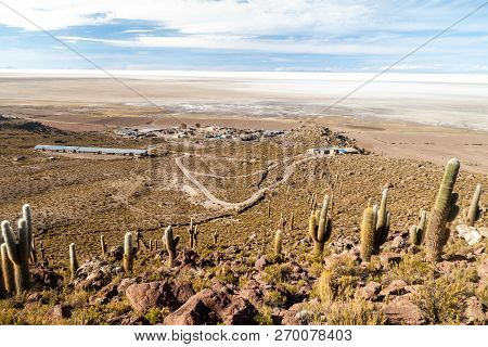 Puerto Chuvica Village, Located By Salar De Uyuni Salt Plain In Bolivia.