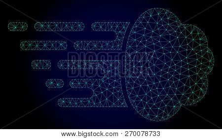 Polygonal Gas Cloud Illustration With Fast Speed Effect. Abstract Mesh Lines, Triangles And Points O