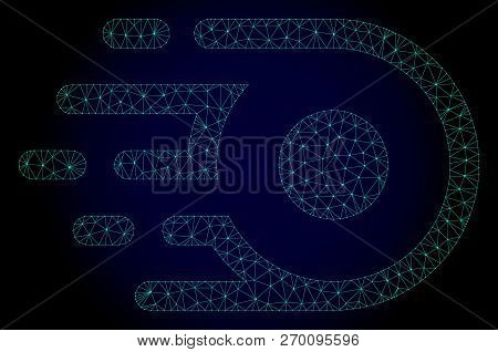 Mesh Participle Motion Polygonal Illustration. Abstract Mesh Lines, Triangles And Points On Dark Bac